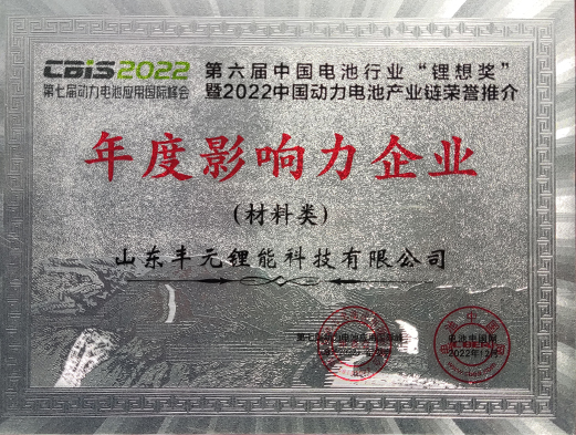 “鋰想獎(jiǎng)”年度影響力企業(yè)